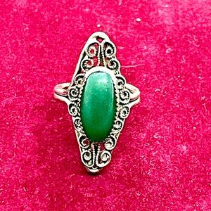 Sterling Green stone adjustable ring